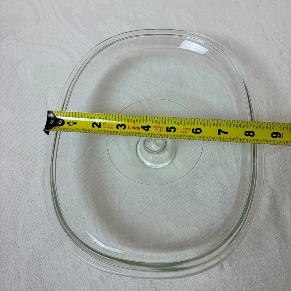 Vintage Pyrex Clear Glass Oval Casserole Lid DC 1 1/2 C Replacement Cover 10.75